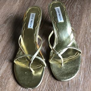 Steve Madden Sexy Gold Kitten Heel Sandals
